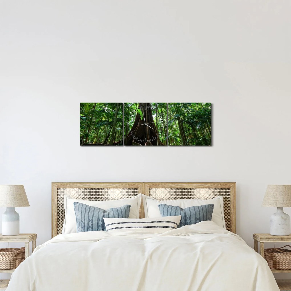 Obraz - Korzenie drzewa (z zegarem) (90x30 cm)
