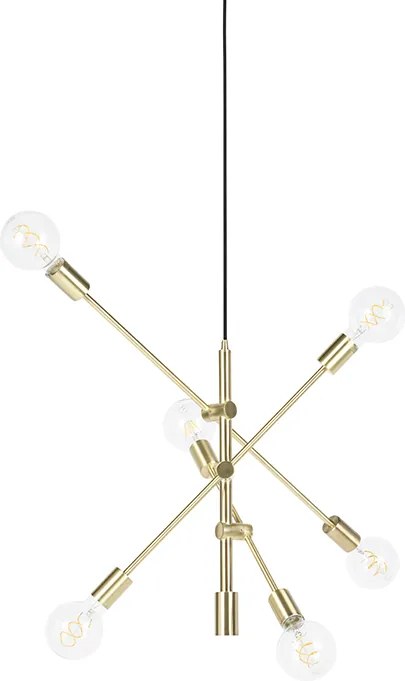 Lampa wisząca w stylu art deco mosiężna 6-światłowa - Sydney