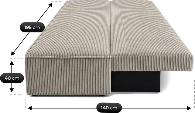 Sofa z Funkcją Spania MAVIA Beżowa Sztruksowa Japandi