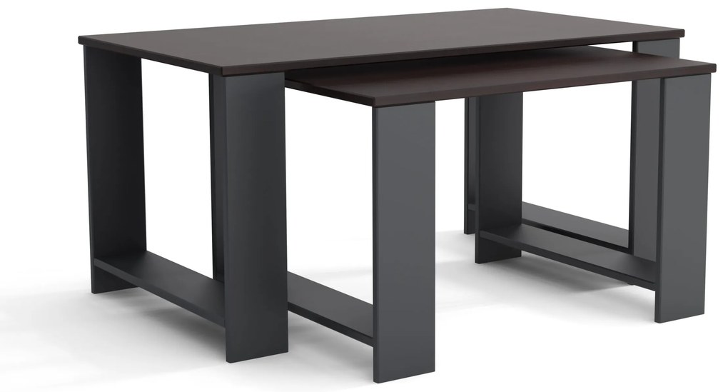 Stoliki kawowe ZESTAW STOLIKÓW 90+65cm MORI Antracyt/Wenge