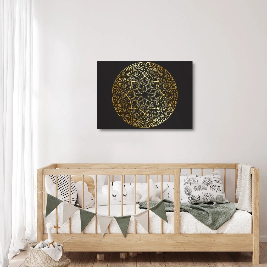 Obraz na szkle złotej abstrakcji (70x50 cm)