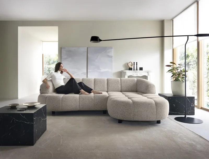 Narożnik VELPA S z elektryczną regulacją siedziska Prawostronny wolnostojący w tkaninie PUENTE 16 WERSAL