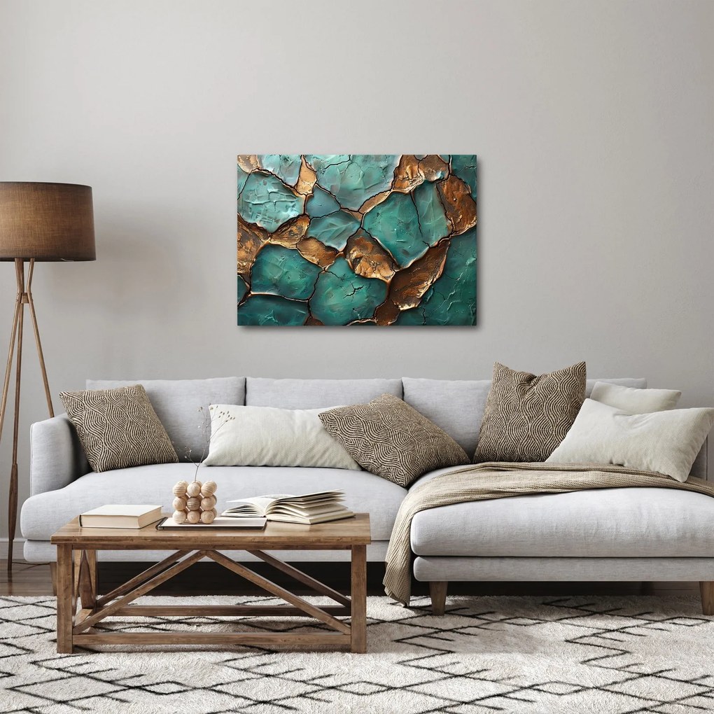 Obraz - Zielono-złoty obraz (70x50 cm)
