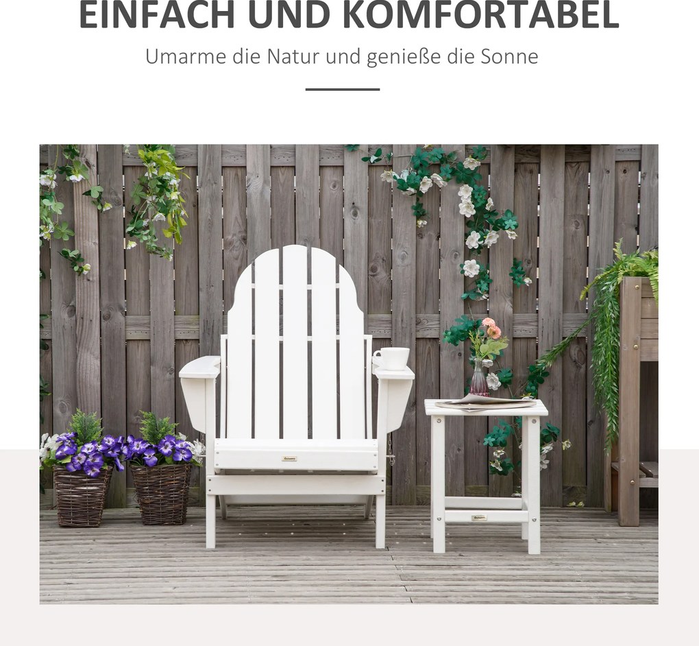 Outsunny krzesło ogrodowe Adirondack kolor biały 75 cm x 87 cm x 93 cm