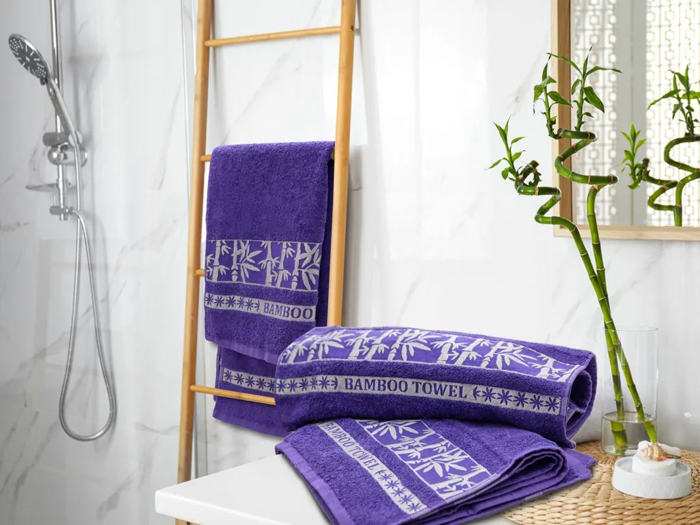 Ręcznik kąpielowy bambusowy BAMBOO 70x140 cm fioletowy, 70% bambus | 30% bawełna
