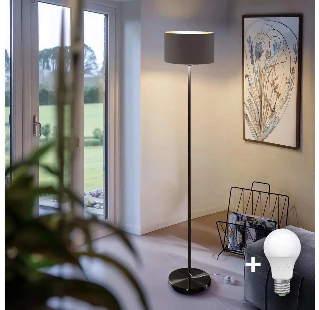 Lampa stojąca LED TUNJA 1xE27/20W/230V śr. 30 cm czarna/taupe