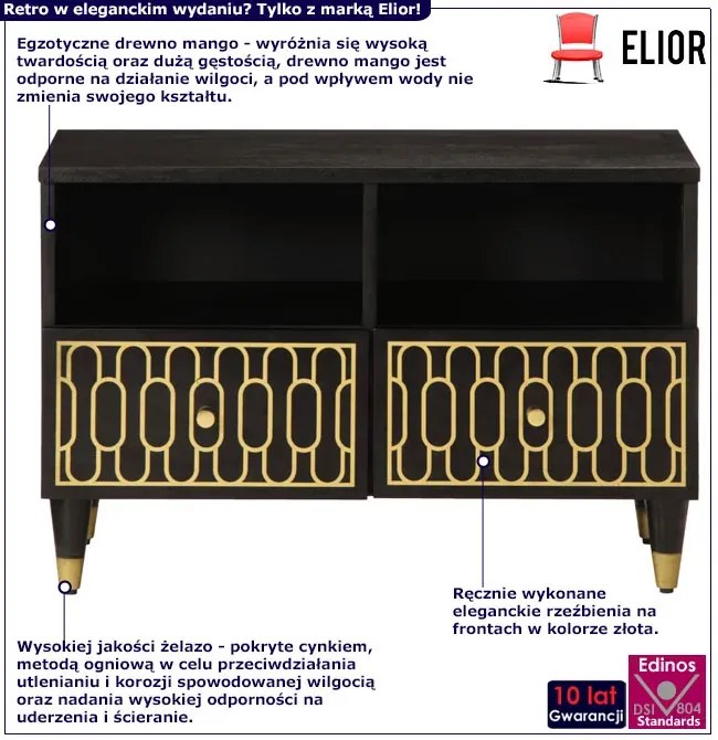 Czarna drewniana szafka RTV retro L3-W79