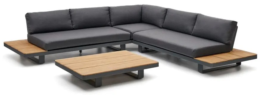 Ciemnoszary/w naturalnym kolorze aluminiowy zestaw mebli ogrodowych dla 5 osób Tosqueta – Kave Home