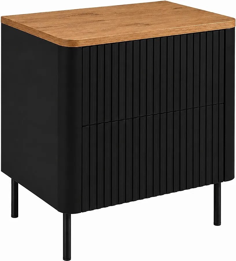Szafka łazienkowa 60, Czarny, blat dąb craft, nogi czarne, 60,8 x 44,2 x 65 cm