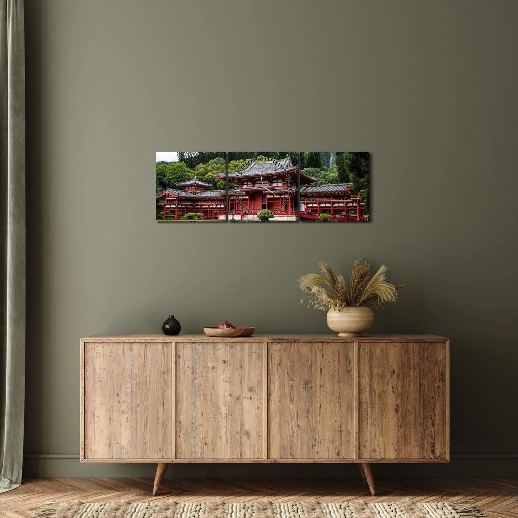 Obraz - klasztor buddyjski (z zegarem) (90x30 cm)
