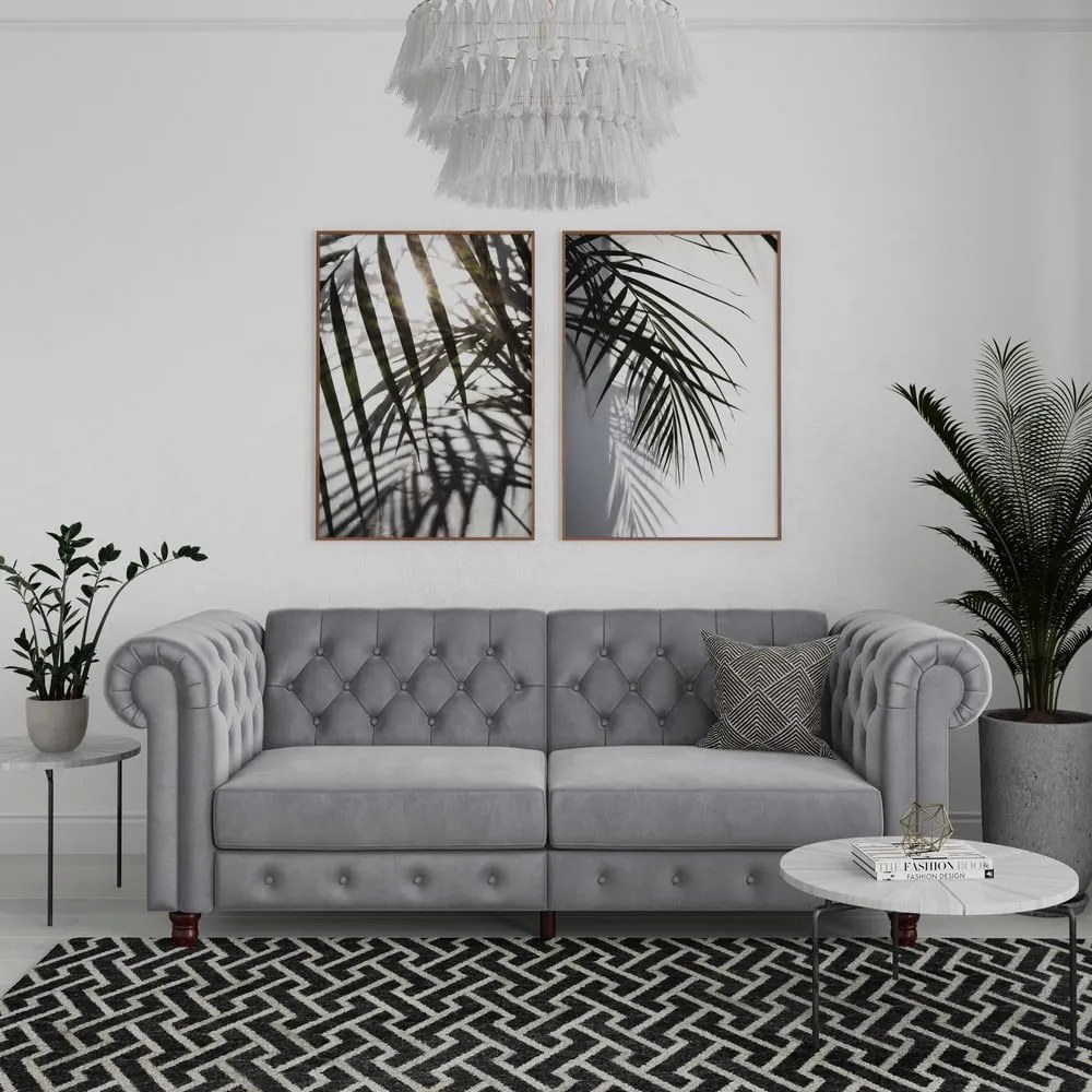 Jasnoszara aksamitna sofa 236 cm Felix – Støraa