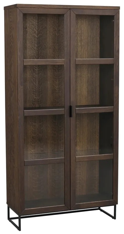 Brązowa witryna z litego drewna dębowego 95x195 cm Everett – Rowico
