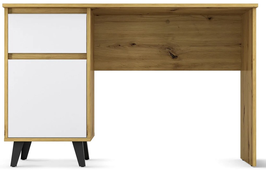 Skandynawskie biurko z szafką dąb artisan + biały A7-S00