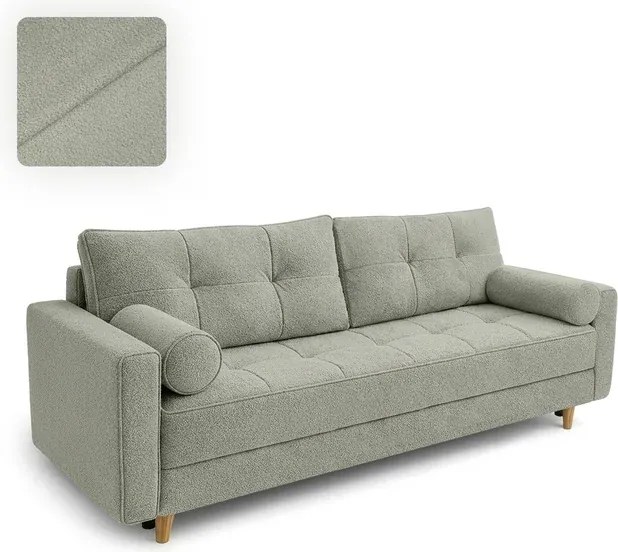Sofa z Funkcją Spania LONAR Szara Boucle Japandi
