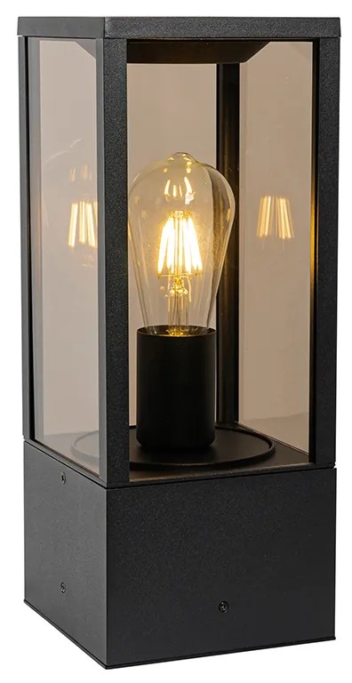 Zewnetrzna Lampa stojąca zewnętrzna czarna z dymionym szkłem 40 cm IP44 - Charlois Nowoczesny Oswietlenie zewnetrzne