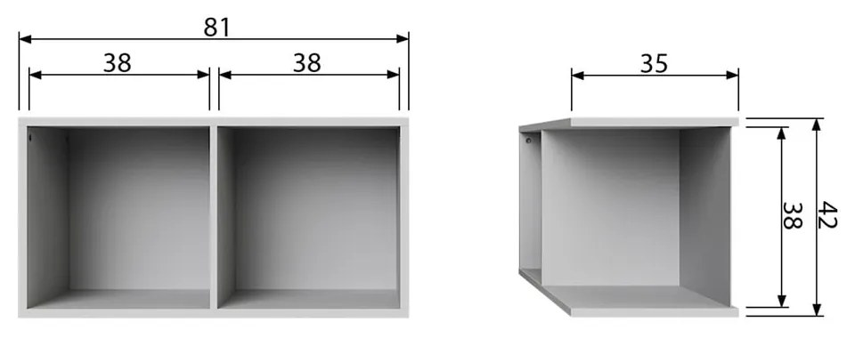 Szary regał modułowy z litego drewna sosnowego 81x41 cm Vt – vtwonen