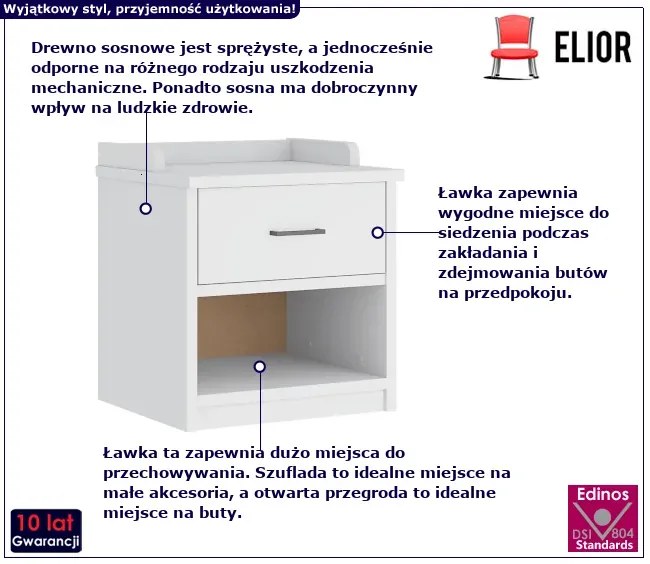 Mała szafka z siedziskiem biała - Deros