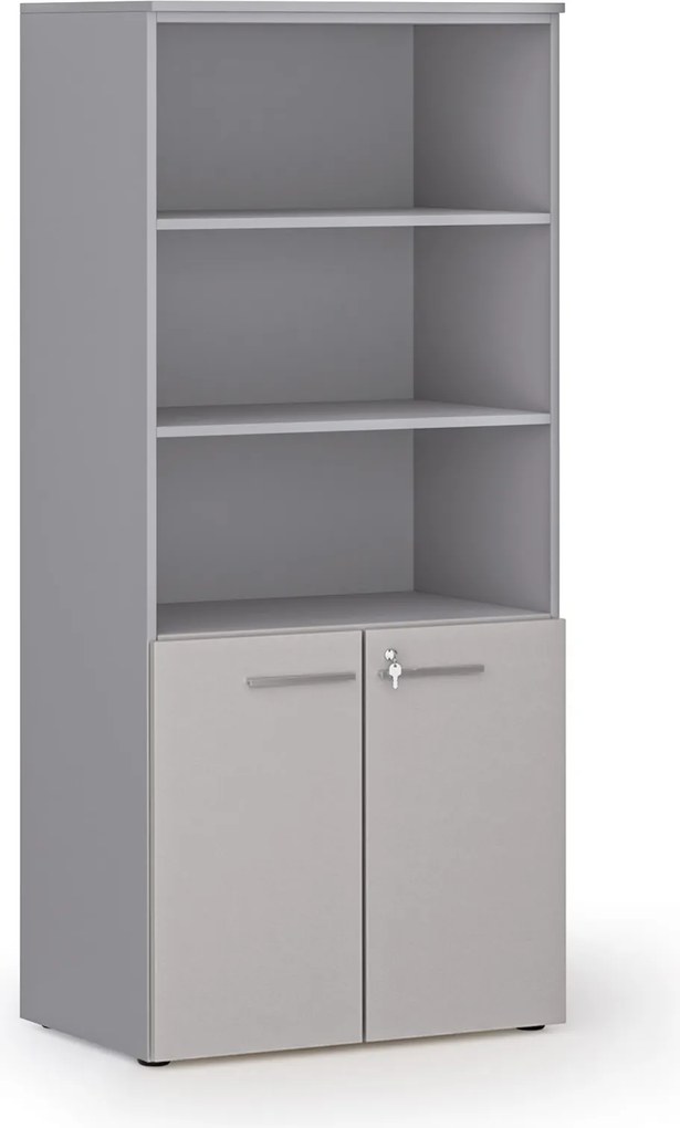 Szafa biurowa z drzwiami niskimi PRIMO GRAY, 800 x 500 x 1781 mm, szary