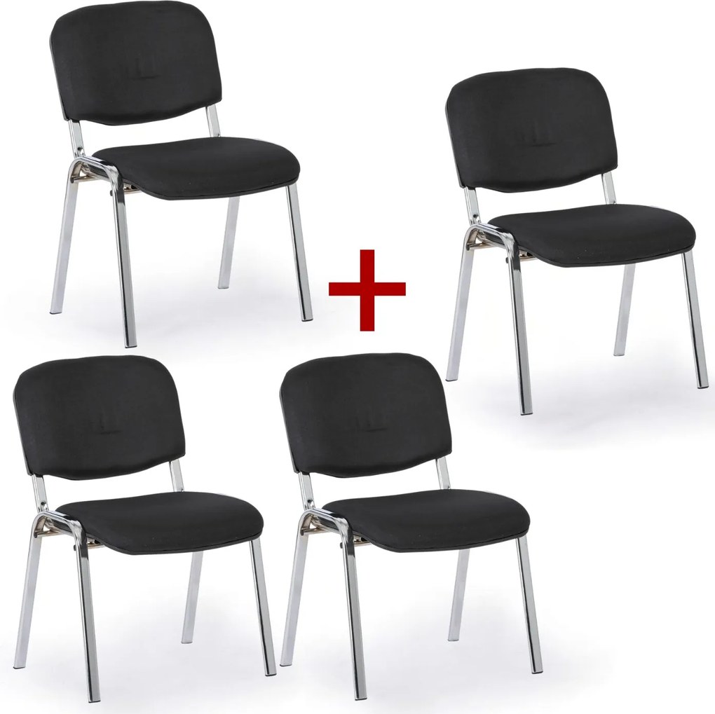 Krzesło konferencyjne VIVA PLUS 3+1 GRATIS - chromowane nogi, czarne