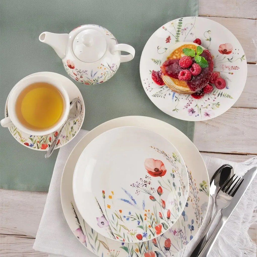 Orion Zestaw porcelanowych talerzy głębokich Mak 20,5 cm, 6 szt.