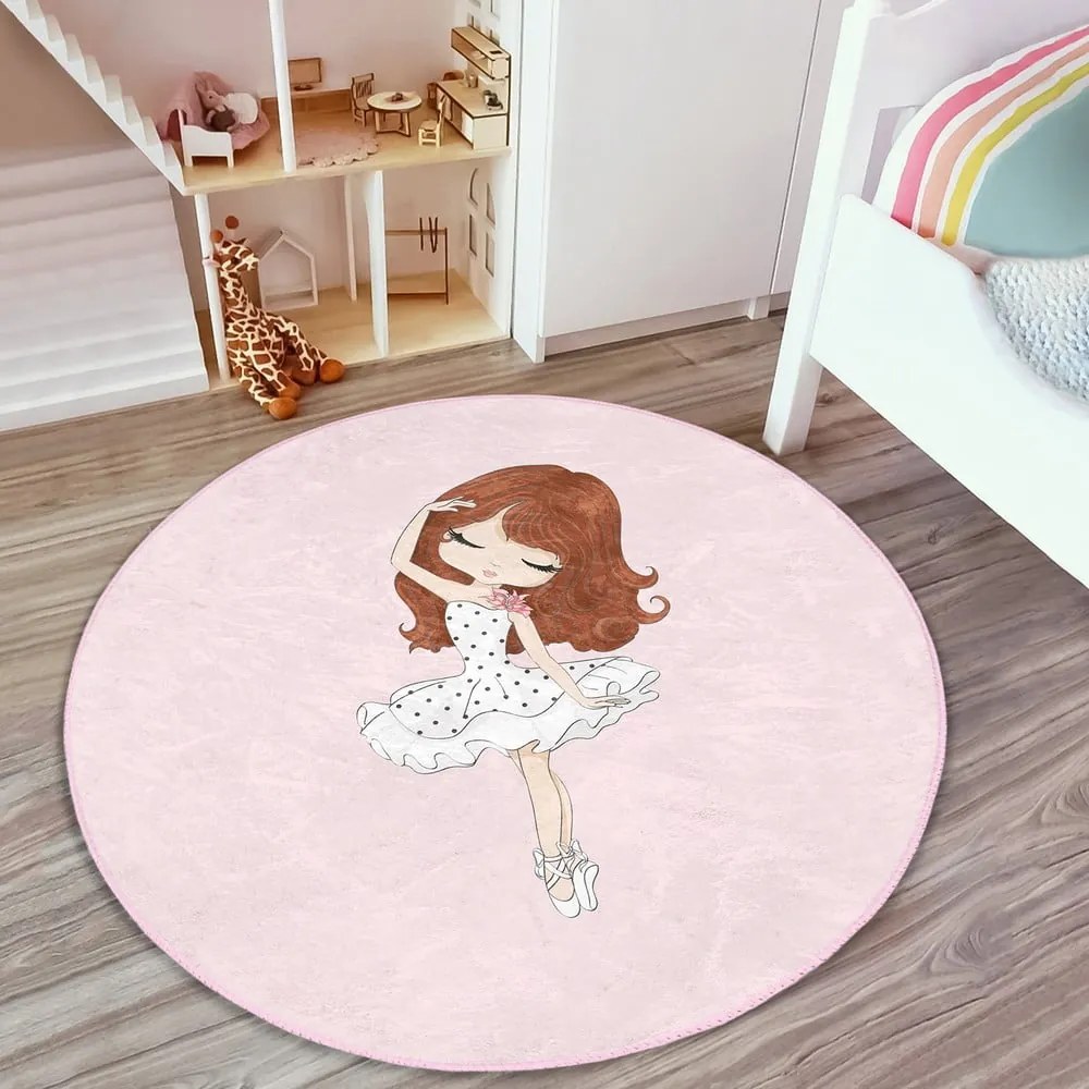 Różowy dywan dziecięcy ø 100 cm Comfort – Mila Home