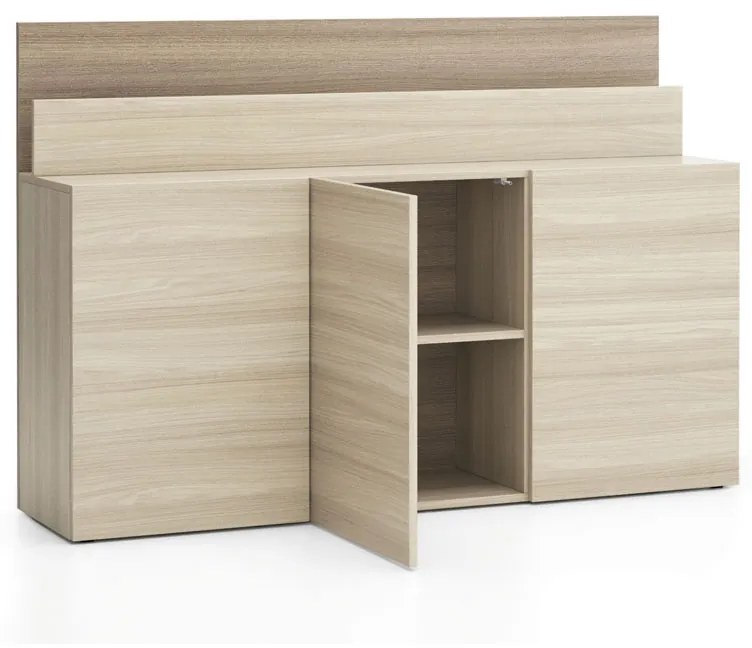 Dodatkowa szafka do biurka LAYERS, długa, dąb naturalny / dąb bejcowany