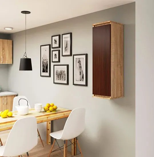 Szafka wisząca do salonu dąb sonoma + wenge T7-L34