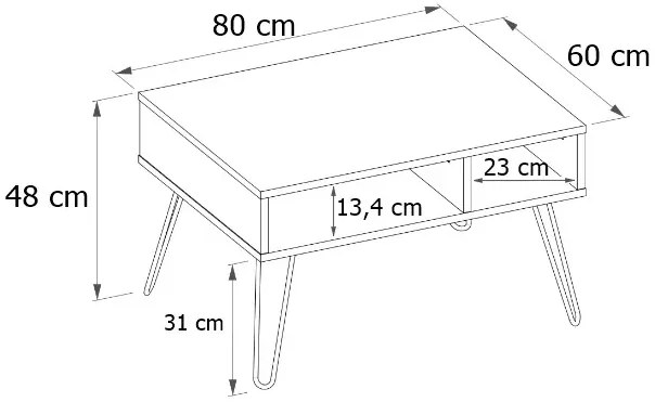 Industrialny stolik kawowy z metalowym stelażem dąb craft + czarny - Zorina 8X