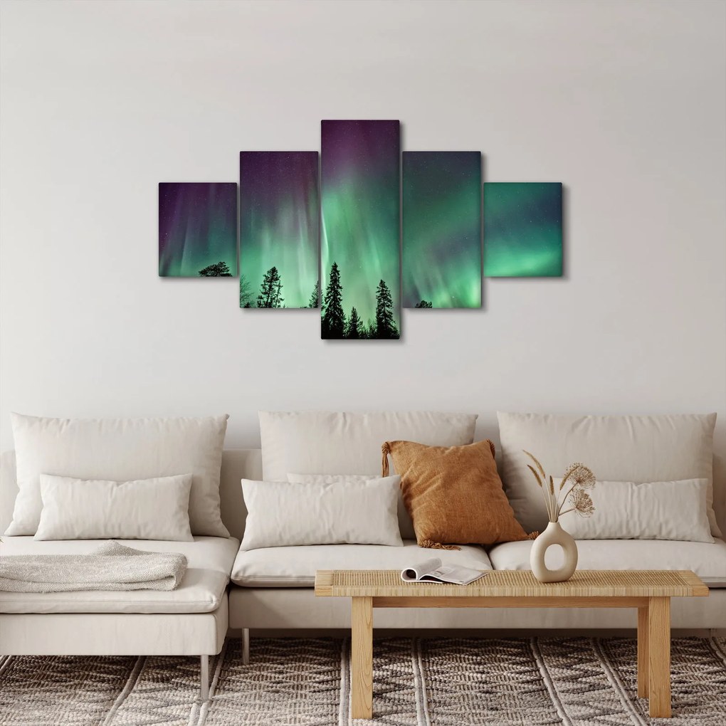 Obraz zorzy polarnej (125x70 cm)