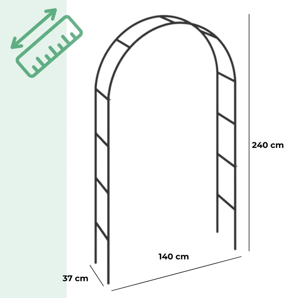 Łukowy wspornik do róż 240x140x37 cm Gardebruk
