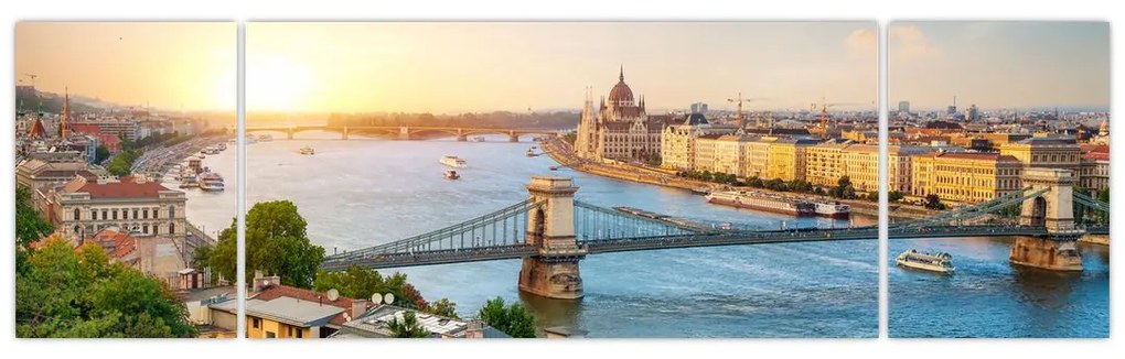 Obraz miasta Budapeszt z rzeką (170x50 cm)