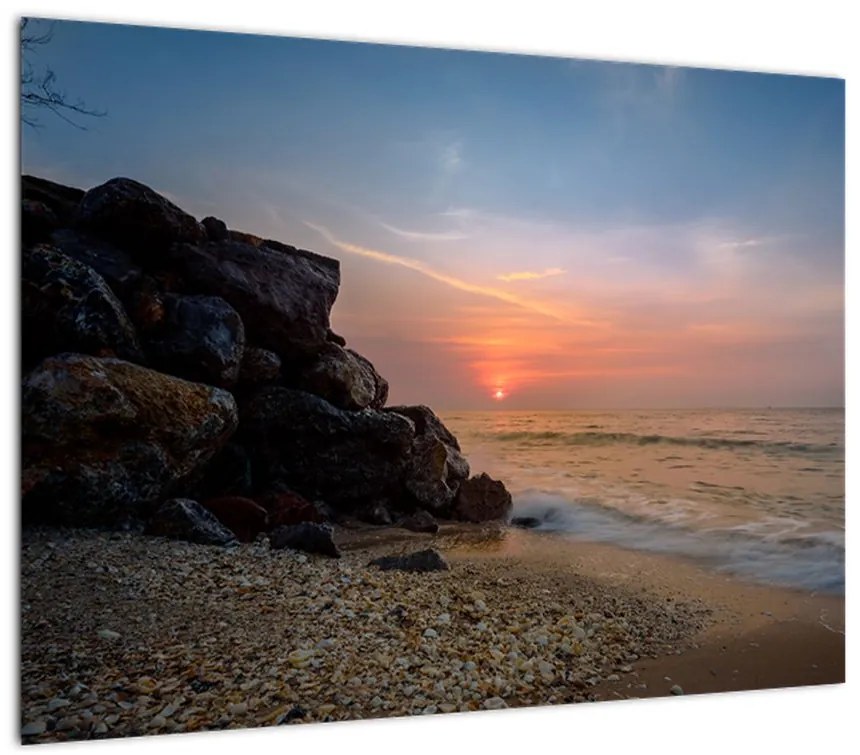 Obraz zachodu słońca na plaży (70x50 cm)