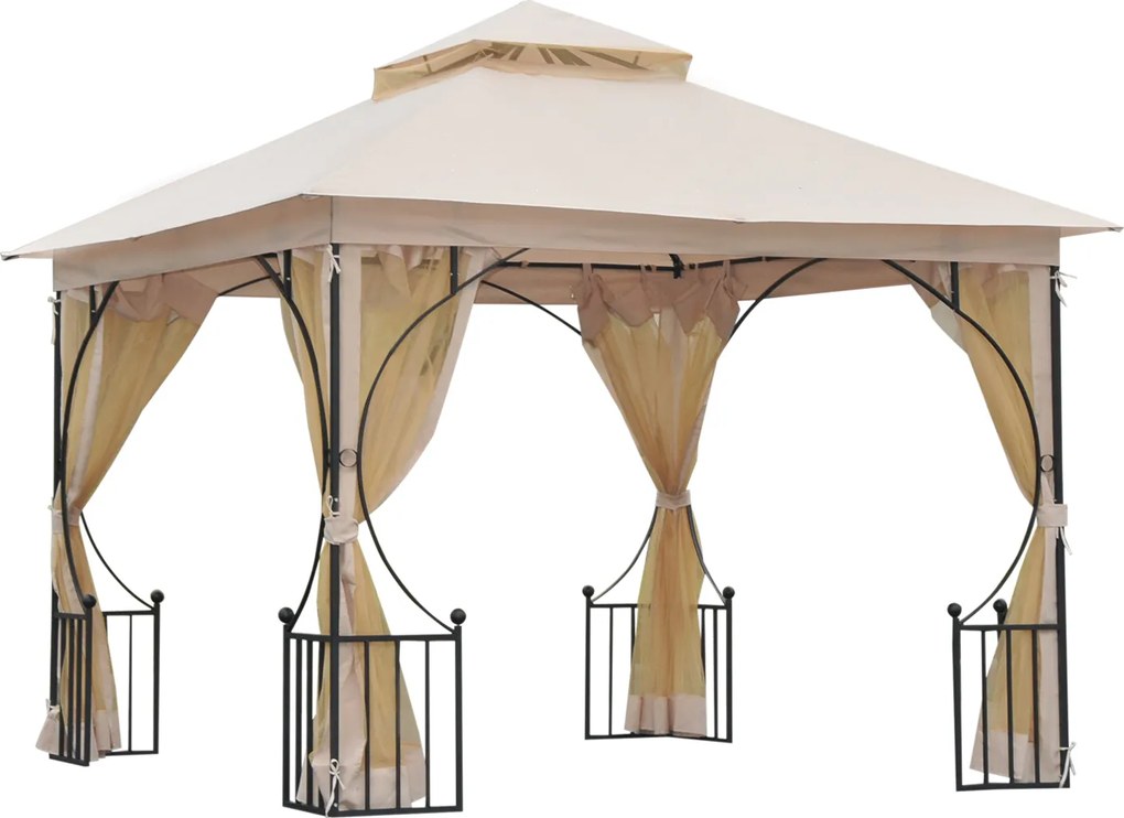 Altana ogrodowa 3x3m podwójny daszek imprezowy pawilon namiot okolicznościowy łatwy montaż biały czarny | Aosom PL