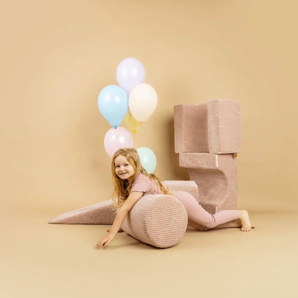 Kremowy sztruksowy piankowy plac zabaw 4 szt. wysokość 30 cm 45x170 cm Montessori – Meowbaby