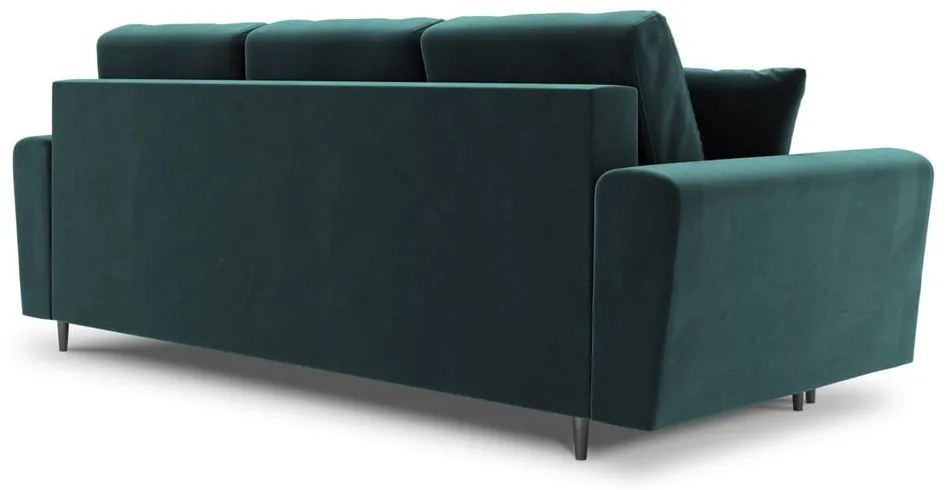 Morska aksamitna rozkładana/ze schowkiem sofa 235 cm Kyoto – Cosmopolitan Design
