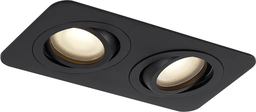 Okrągły reflektor wpuszczany czarny GU10 50 mm obrotowy i przechylany IP44 2-źródła światła - Alberto