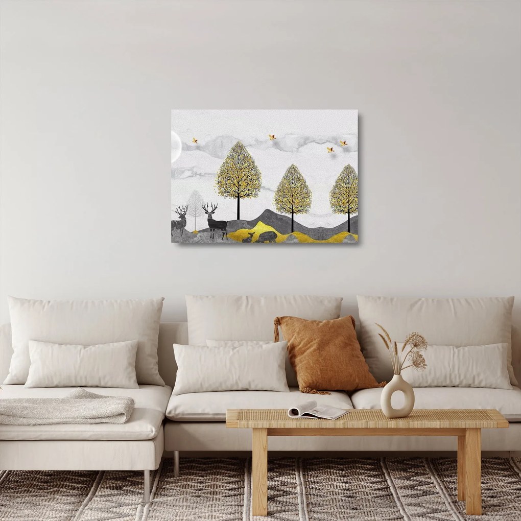 Obraz na szkle malowanych jeleni (70x50 cm)