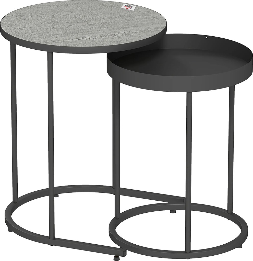 HOMCOM Zestaw 2 stolików do salonu, wsuwane, design tacki, metal, szary