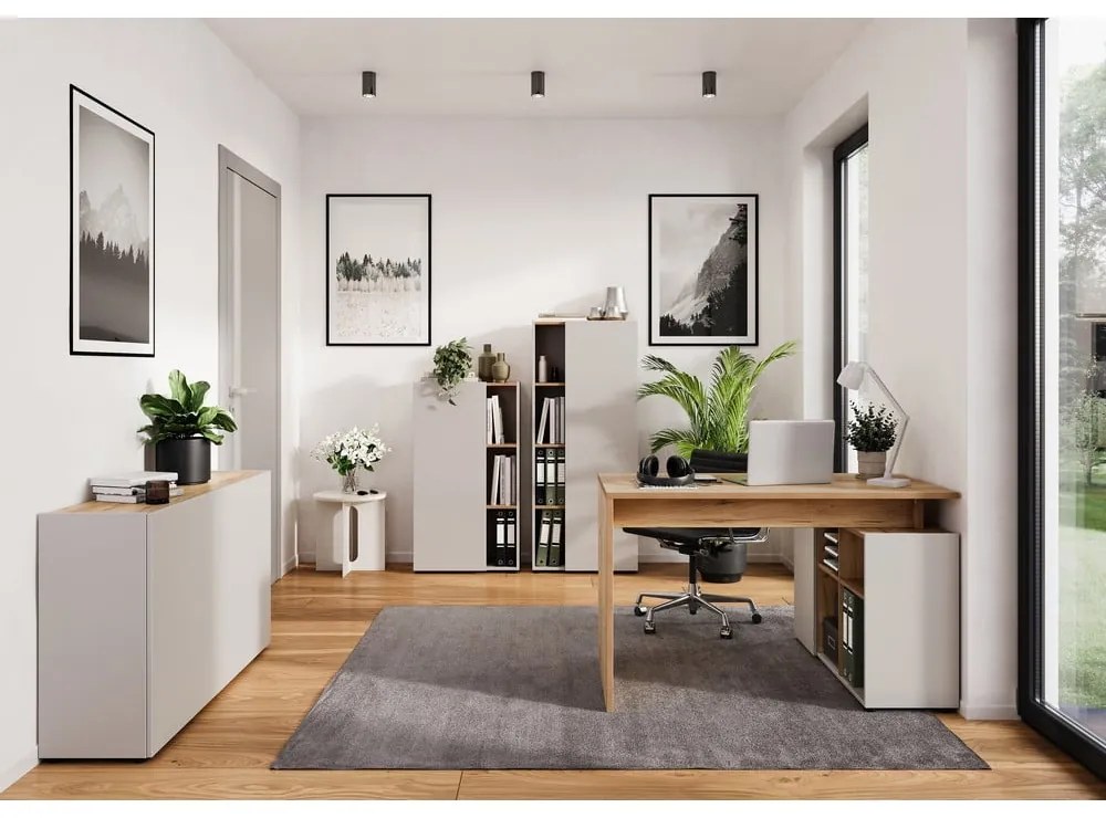 Kremowa szafka w dekorze dębu 120x76x34 cm Adrano – Germania
