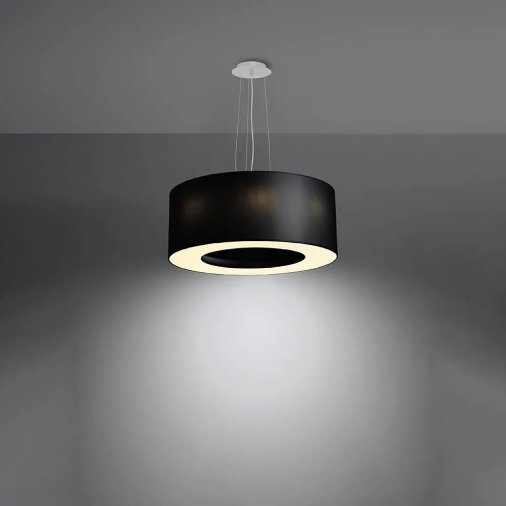 Czarna lampa wisząca z tekstylnym kloszem ø 50 cm Galata – Nice Lamps