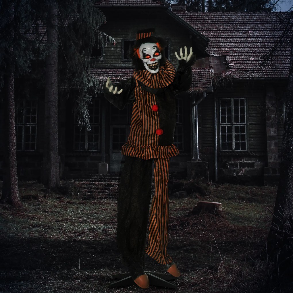 Outsunny Dekoracja Halloween Horror Clown ze specjalnymi efektami i dźwiękiem 100 cm x 18 cm x 153 cm