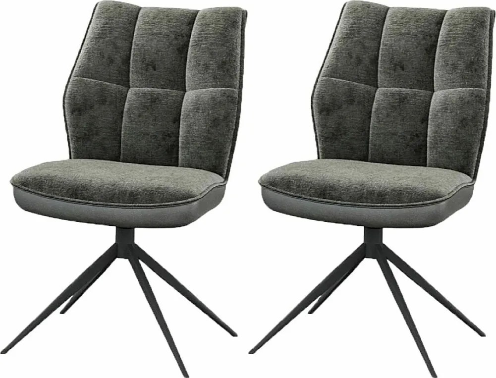 Krzesła do jadalni zestaw 2 szt. - tkanina i metal - szare - BENTI