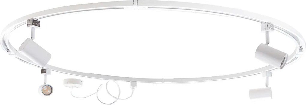Nowoczesny system oświetlenia szynowego z 4 reflektorami białymi, 1-fazowy, okrągły - Iconic Jeana