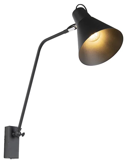 Designerska lampa ścienna czarna regulowana - Luna