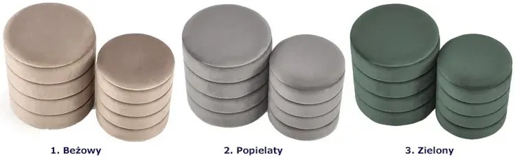 Komplet 2 popielatych okrągłych puf - Eliors