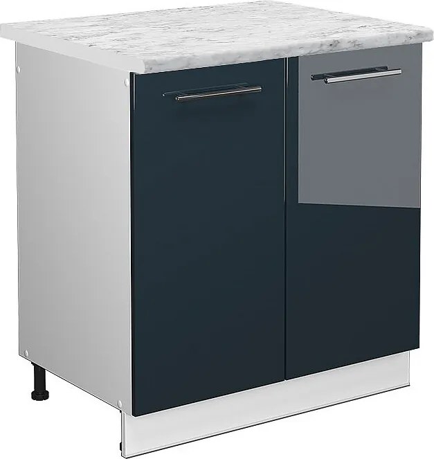 Szafka pod zlew ciemnoniebieski wysoki połysk 80x60x82 fame-line