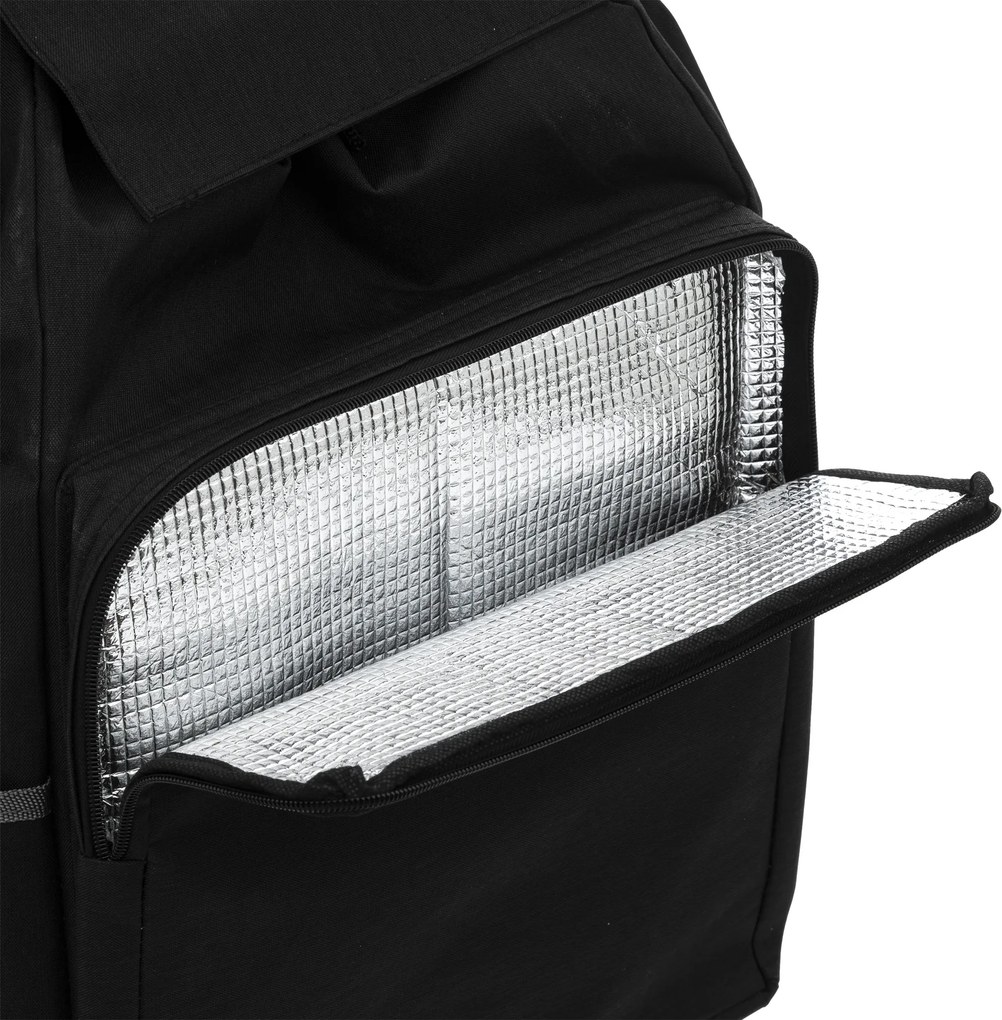 Wózek zakupowy na kółkach z pojemną komorą i kieszonkami