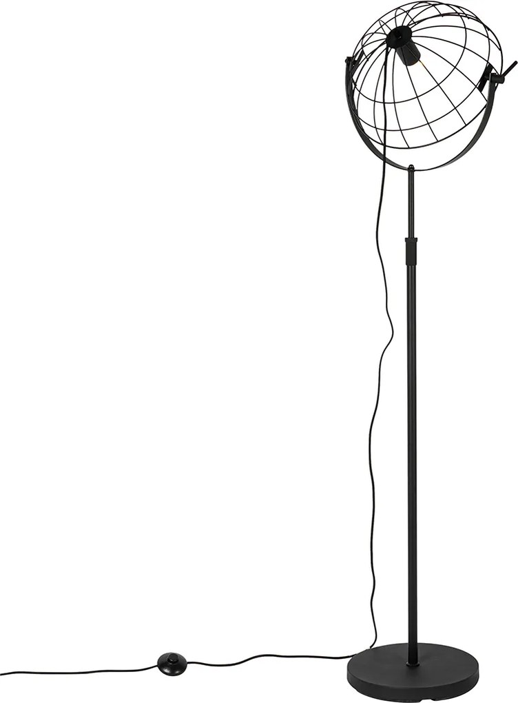 Industrialna lampa podłogowa czarna 35 cm regulowana - Hanze