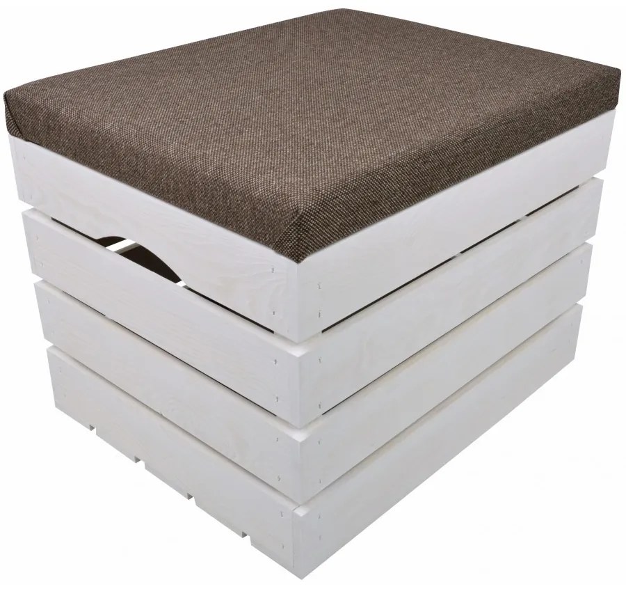 Pufa kufer skrzynia drewniana sosnowa siedzisko 50cm malowana biała
