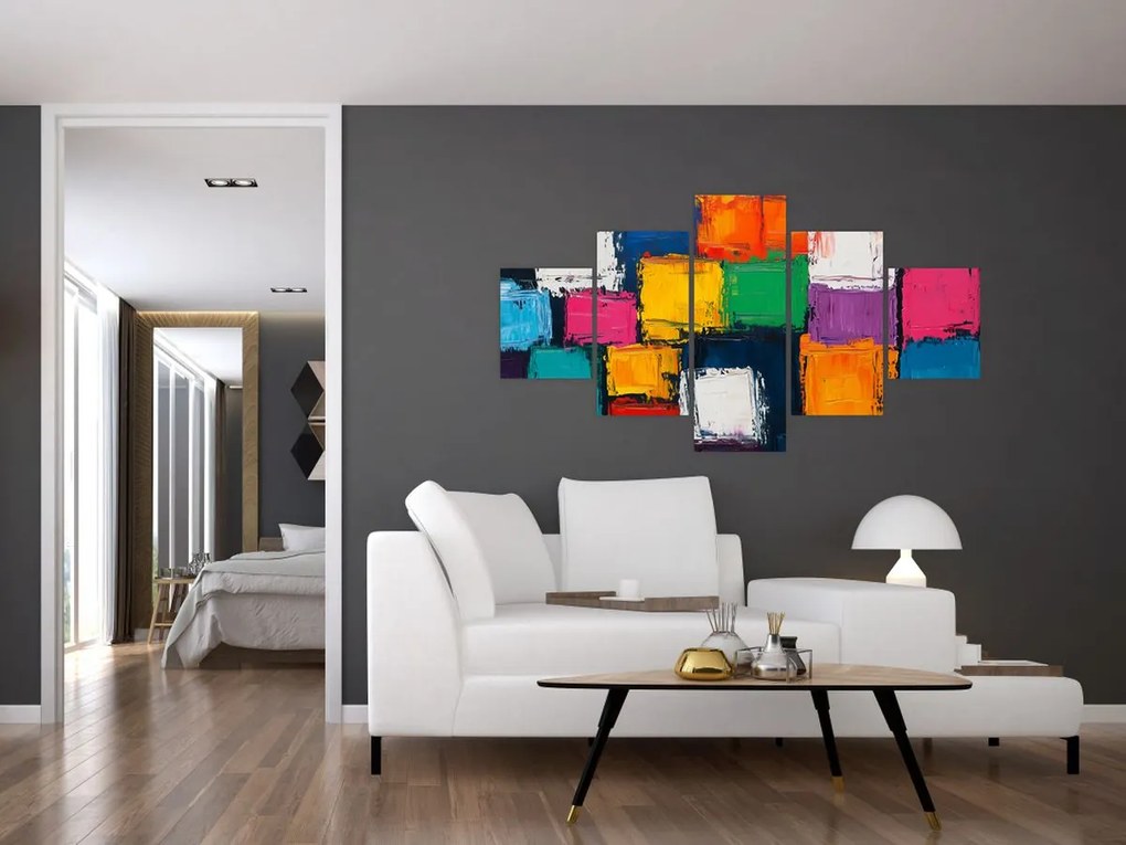 Obraz - Obraz z kolorowymi kwadratami (125x70 cm)